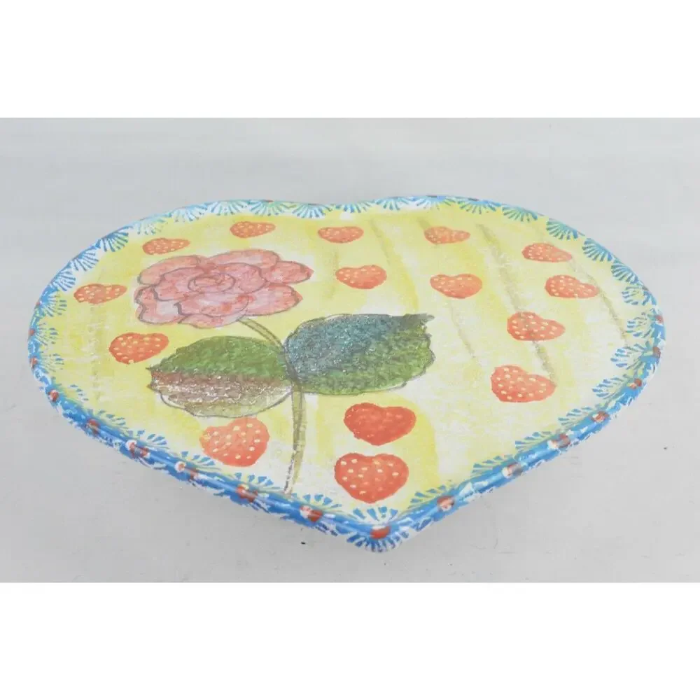 Vintage Italian Ceramic Heart-Shaped Cake Pedestal Stand 13